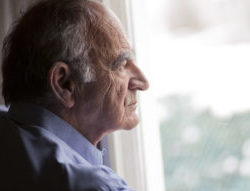 Close-up of a senior man contemplating